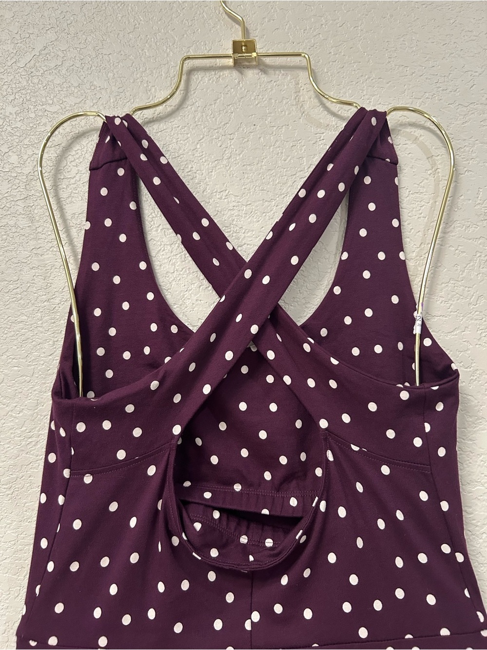 Pact Organic Fit & Flare Maxi Dress NWOT Sz S Purple White Polka Dots Cotton - Picture 8 of 16
